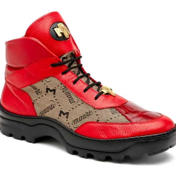 mauri__pyro_time_baby_cro_0-1.webp Discount Mauri 3216 Pyro Time/ Baby Croc/ Fabric/ Nappa Boots Red / Taupe