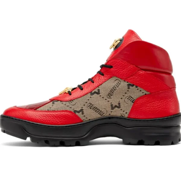 mauri__pyro_time_baby_cro_1-1.webp Discount Mauri 3216 Pyro Time/ Baby Croc/ Fabric/ Nappa Boots Red / Taupe