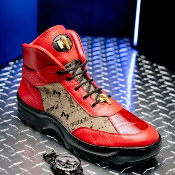 mauri__pyro_time_baby_cro_3-1.webp Discount Mauri 3216 Pyro Time/ Baby Croc/ Fabric/ Nappa Boots Red / Taupe