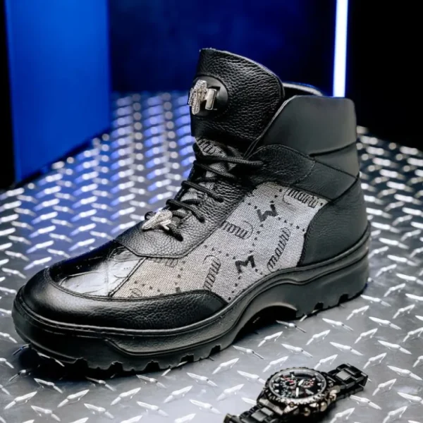 mauri__pyro_time_baby_cro_3.webp Sale Mauri 3216 Pyro Time/ Baby Croc/ Fabric/ Nappa Boots Black / Grey