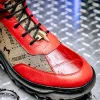 Discount Mauri 3216 Pyro Time/ Baby Croc/ Fabric/ Nappa Boots Red / Taupe