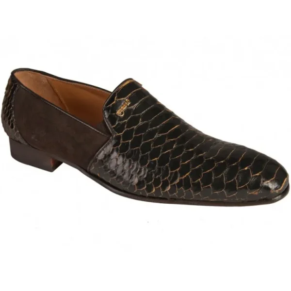 Clearance Mauri 4586/2 Python / Suede Loafers Cognac / Testa Di Moro (Special Order)