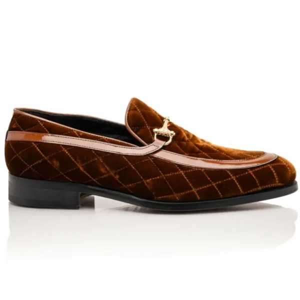 mauri__quilted_velvet__pa_1.webp Hot Mauri 3257/1 Quilted Velvet / Patent Leather Bit Loafers (Special Order) Cognac