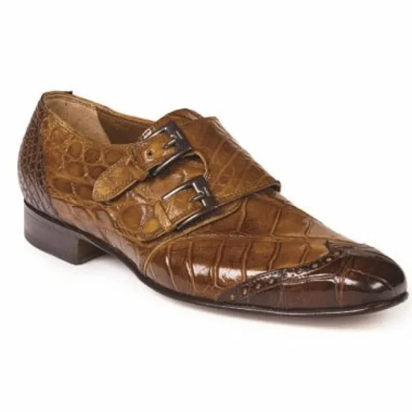 mauri__s_masolino_alliiga_1.webp Online Mauri 1010 S Masolino Alliigator Monk Strap Shoes Sport Rust / Brandy (Special Order) SportRust/Brandy