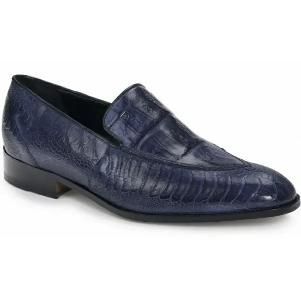New Mauri 4878 Serio Ostrich & Crocodile Loafers Wonder Blue (Special Order) WonderBlue
