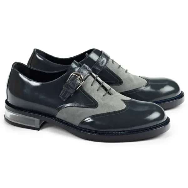 mauri__tacito_suede_amp_c_0.webp Outlet Mauri 4781 Tacito Suede & Calfskin & Croc Wingtip Shoes (Special Order) Gray