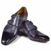 Flash Sale Mauri 1152 Traiano Alligator Double Monk Strap Shoes Black / Gray (SPECIAL ORDER) Black/MediumGray