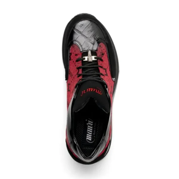 Cheap Mauri 8804/7 Vamp Suede/ Baby Croc/ Patent/ Fabric Sneakers Black/ Red Black/Red