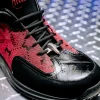 Cheap Mauri 8804/7 Vamp Suede/ Baby Croc/ Patent/ Fabric Sneakers Black/ Red Black/Red