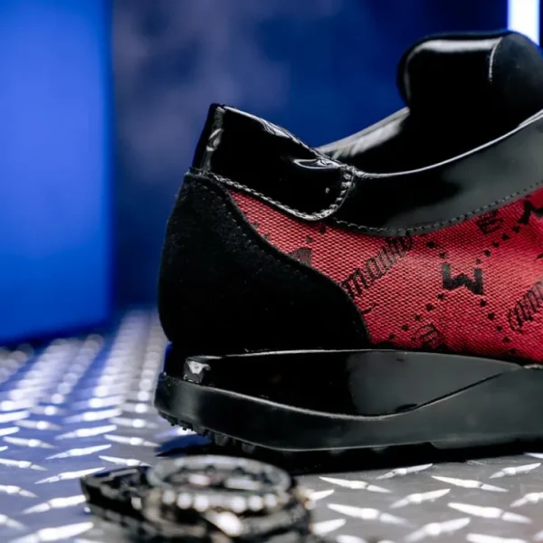 Cheap Mauri 8804/7 Vamp Suede/ Baby Croc/ Patent/ Fabric Sneakers Black/ Red Black/Red