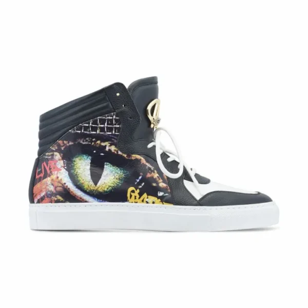 mauri__vision_baby_croc___2-1.webp Flash Sale Mauri 8466/1 Vision Baby Croc / Calfskin Sneakers Black / White