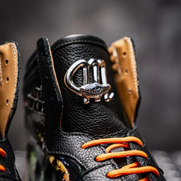 mauri__vision_baby_croc___8.webp Discount Mauri 8466/1 Vision Baby Croc / Calfskin Sneakers Black / Orange