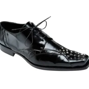 Clearance Mauri Avanguardia 44253 Shiny Calfskin & Alligator Shoes (Special Order) Black