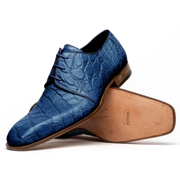 Discount Mauri Bartolomco 53141-1 Alligator Derby Shoes (SPECIAL ORDER) Blue