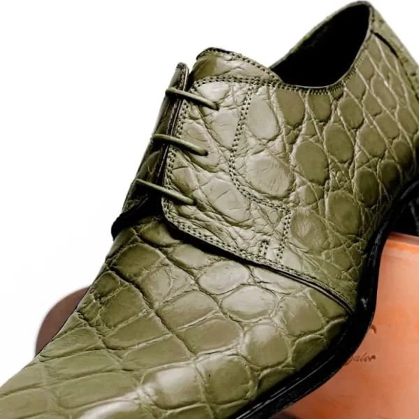 Hot Mauri Bartolomco 53141-1 Alligator Derby Shoes Money Green (SPECIAL ORDER) MoneyGreen
