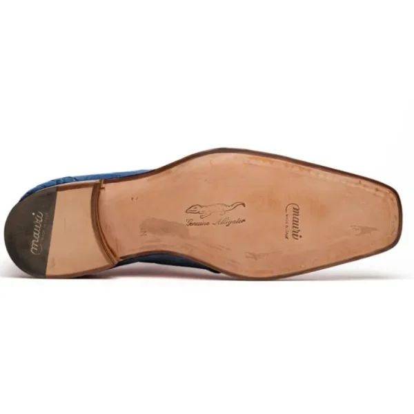 Discount Mauri Bartolomco 53141-1 Alligator Derby Shoes (SPECIAL ORDER) Blue