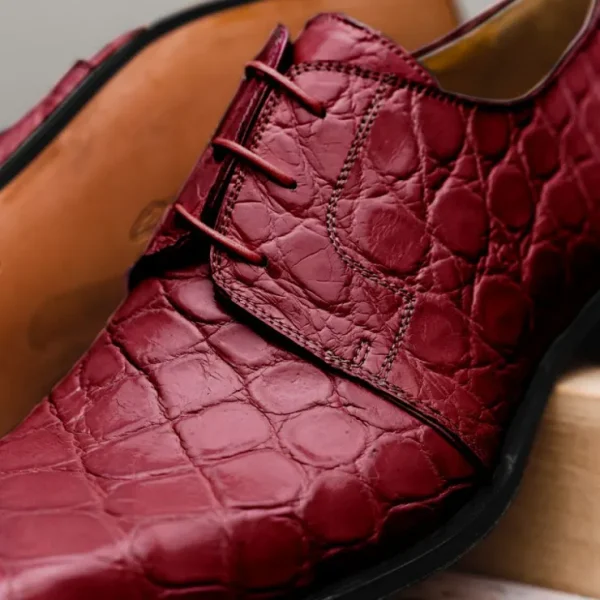 Fashion Mauri Bartolomco 53141-1 Alligator Derby Shoes Ruby Red (Special Order) RubyRed