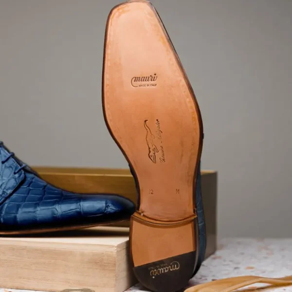 Discount Mauri Bartolomco 53141-1 Alligator Derby Shoes (SPECIAL ORDER) Blue