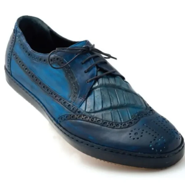 mauri_brouge__calfskin_am_0.webp Cheap Mauri Brouge 8668 Calfskin & Alligator Wingtip Sneakers Blue (Special Order) WonderBlue/Denim