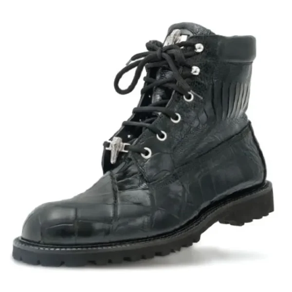 mauri_commando__alligator_0.webp Fashion Mauri Commando 4637 Alligator & Ostrich Boots (Special Order) Black
