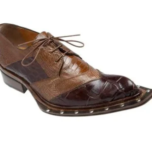 Clearance Mauri Garda 44255 Ostrich & Alligator Lace Up Shoes Land / Cork (SPECIAL ORDER) Land/Cork