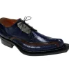 Online Mauri Leone 44191 Calf &amp; Alligator Shoes (Special Order) Blue/Cognac