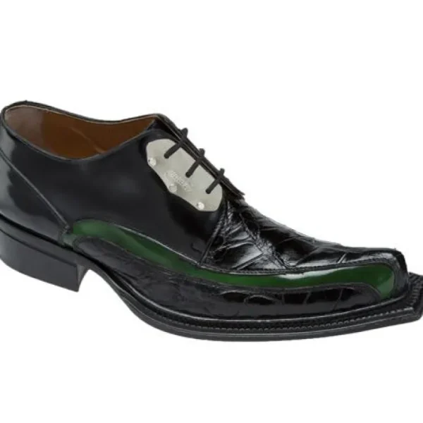 mauri_leone__calf_ampamp__0.webp Outlet Mauri Leone 44191 Calf & Alligator Shoes (Special Order) Black/Green