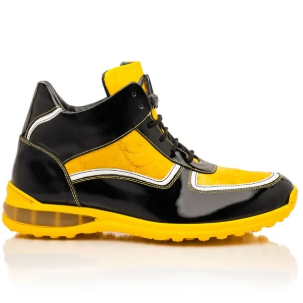 mauri_m_baby_croc__patent_1.webp Online Mauri M797 Baby Croc / Patent Leather Sneakers Black & Yellow (Special Order) Black&Yellow
