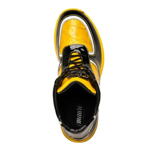 mauri_m_baby_croc__patent_2.webp Online Mauri M797 Baby Croc / Patent Leather Sneakers Black & Yellow (Special Order) Black&Yellow