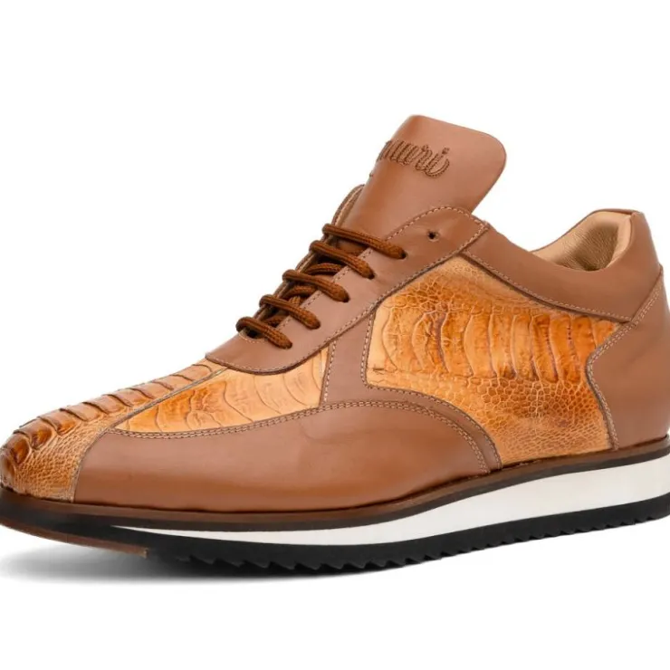 Outlet Mauri M770/4 Bolt Ostrich Leg & Nappa Sneaker Chestnut / Cognac