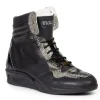 New Mauri M727 Elio Calf / Ostrich / Printed Python High Top Sneakers (Special Order) Brown