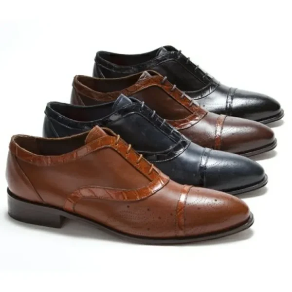 mauri_m_torino_calfskin_a_0.webp Outlet Mauri M798 Torino Calfskin & Alligator Cap Toe Shoes (SPECIAL ORDER) Cognac