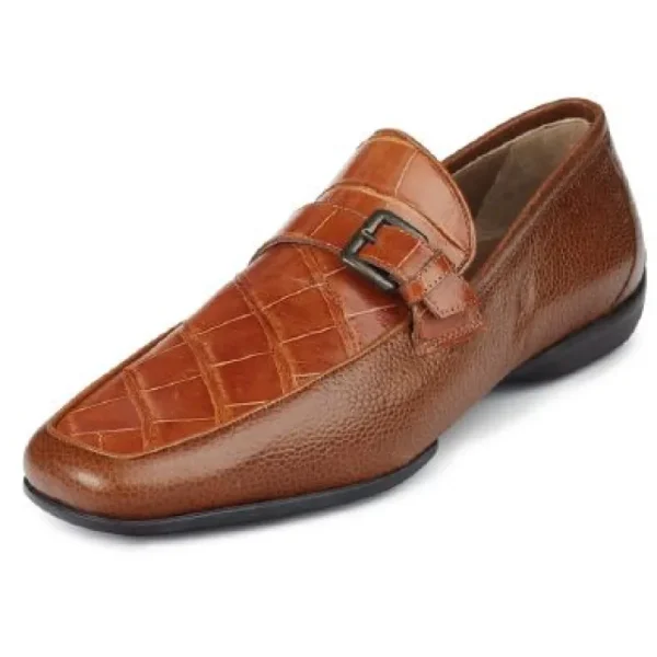 mauri_montana__alligator__0.webp Fashion Mauri Montana 9259 Alligator & Pebble Grain Monk Strap Loafers (Special Order) Cognac
