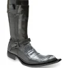 Shop Mauri Sestrieri 44240 Calfskin and Crocodile Boots (Special Order) Gray