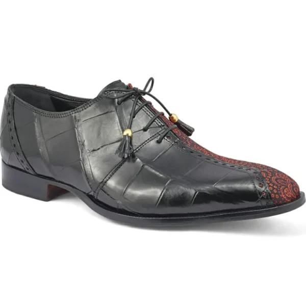 mauri_two_face__body_alli_1.webp Store Mauri Two Face 4975/2 Body Alligator & Matahari Fabric Shoes Black / Coral
