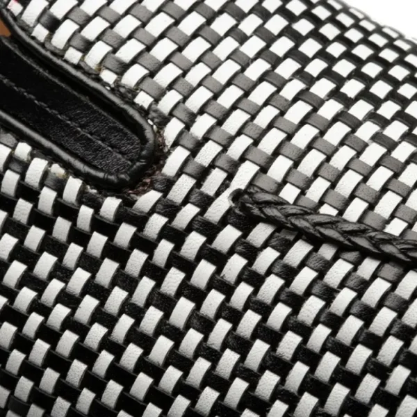 Clearance Mezlan Almeria Woven Slip-On Loafer Black / White (21187)