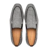 Clearance Mezlan Almeria Woven Slip-On Loafer Black / White (21187)
