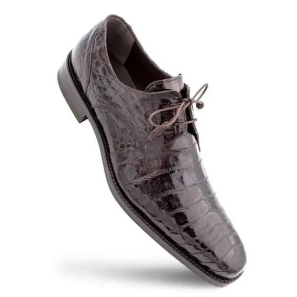Flash Sale Mezlan Anderson Crocodile Derby Shoes Dark Brown (13584-F) DarkBrown