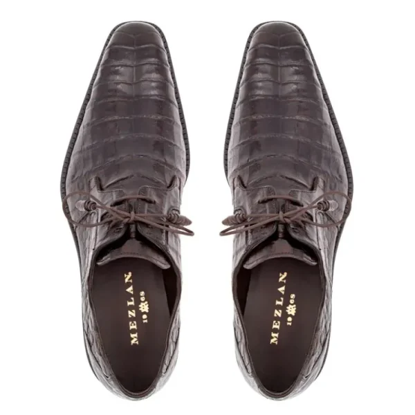 Flash Sale Mezlan Anderson Crocodile Derby Shoes Dark Brown (13584-F) DarkBrown