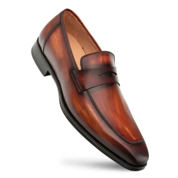 Discount Mezlan Avenue Rubber Sole Penny Loafers Cognac / Rust (20910)