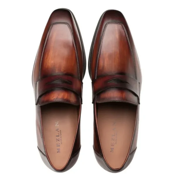 Discount Mezlan Avenue Rubber Sole Penny Loafers Cognac / Rust (20910)