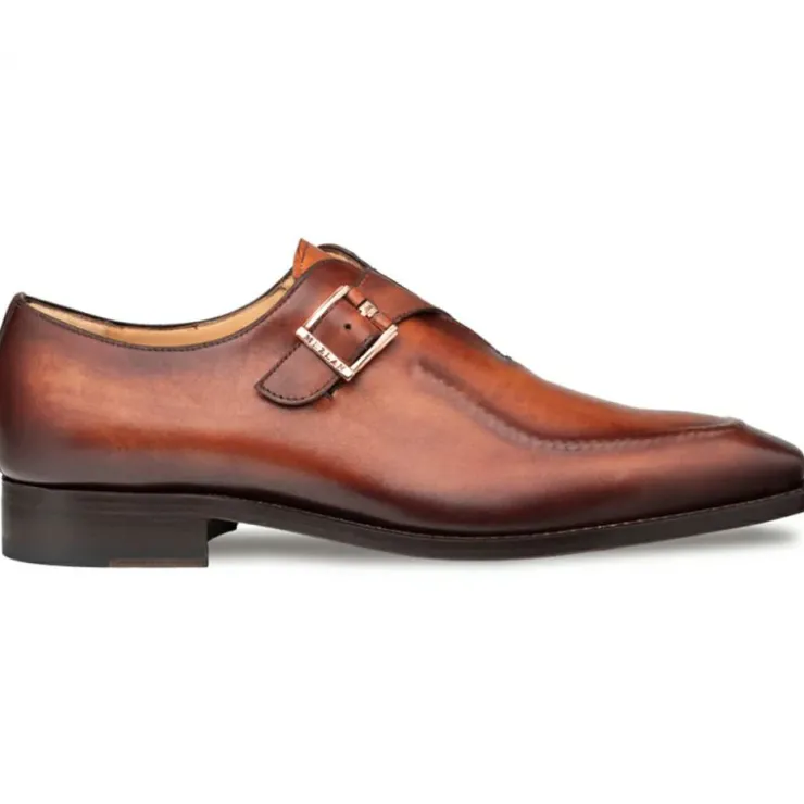 Hot Mezlan Calfskin Apron Toe Monk Strap Cognac Rust (E21366) CognacRust