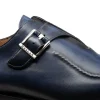 Best Mezlan Calfskin Apron Toe Monk Strap (E21366) Blue