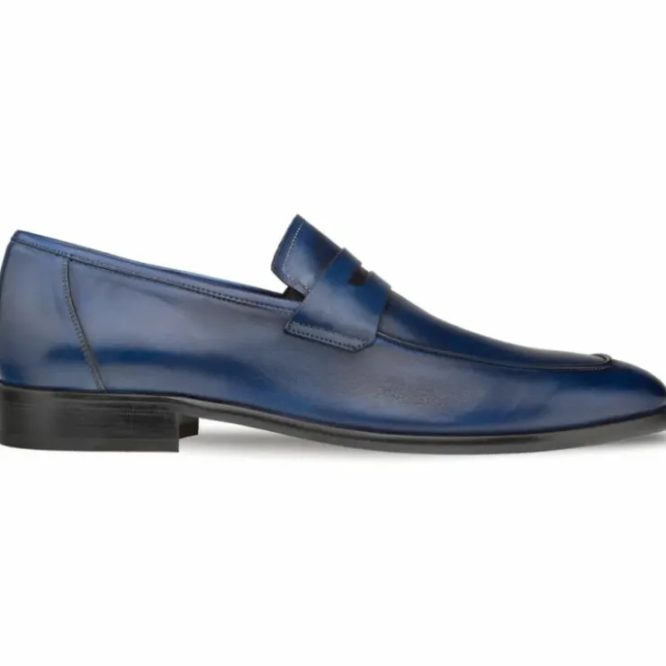 Clearance Mezlan Calfskin Penny Loafers (E20243) Navy