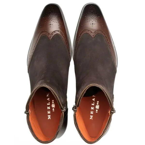 Discount Mezlan Camilleri Calf / Suede Zip Boot (21343) Brown