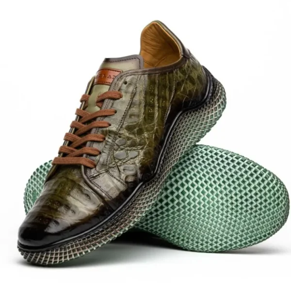 Sale Mezlan Crocodile Super Sneaker Olive Green (EXCLUSIVE) (AX4936-F) OliveGreen
