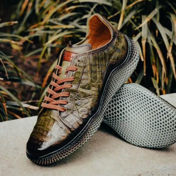 Sale Mezlan Crocodile Super Sneaker Olive Green (EXCLUSIVE) (AX4936-F) OliveGreen