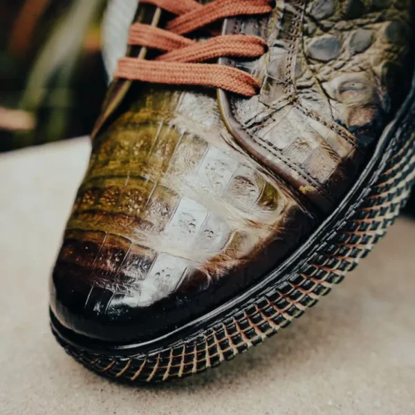 Sale Mezlan Crocodile Super Sneaker Olive Green (EXCLUSIVE) (AX4936-F) OliveGreen