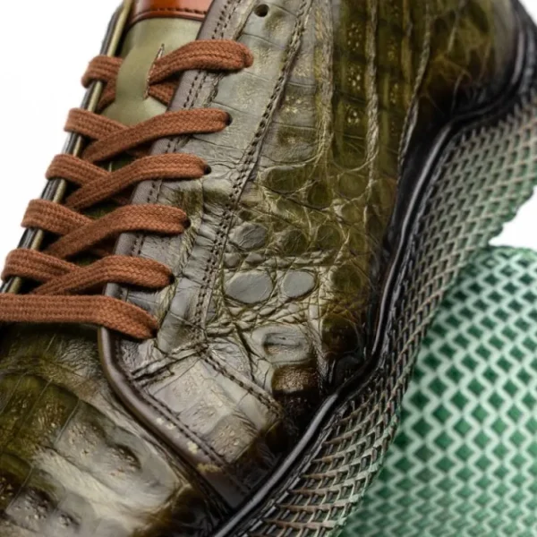 Sale Mezlan Crocodile Super Sneaker Olive Green (EXCLUSIVE) (AX4936-F) OliveGreen