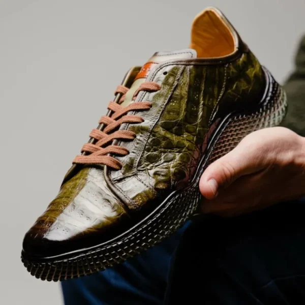 Sale Mezlan Crocodile Super Sneaker Olive Green (EXCLUSIVE) (AX4936-F) OliveGreen